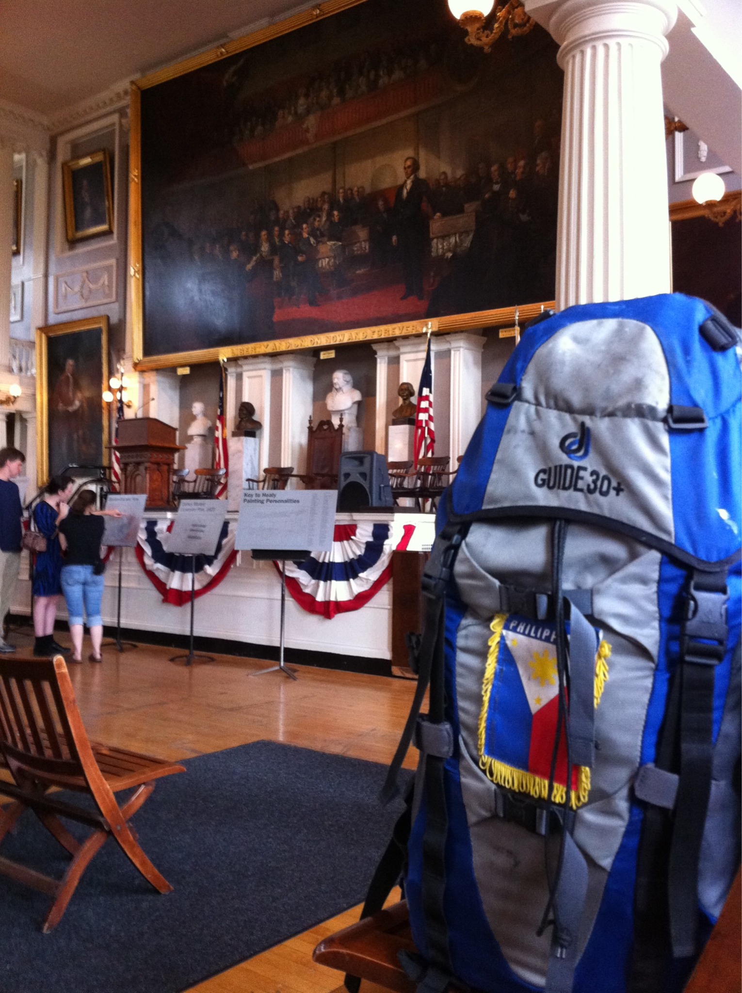 Backpack with Philippine flag inside Faneuil Hall