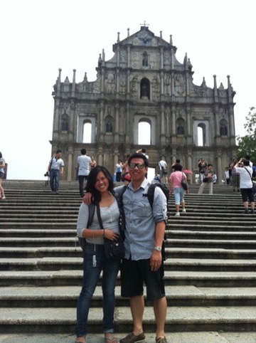 Two travelers at the Ruins of St. Paul